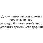 Диссипативная социология забытых вещей: неопределённость устойчивости в условиях временного дефицита